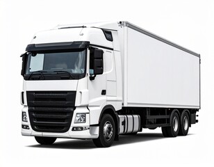 Modern White Semi-Truck and Trailer Isolated on White

