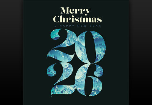 Merry Christmas & Happy New Year 2026 Winter Holiday Background