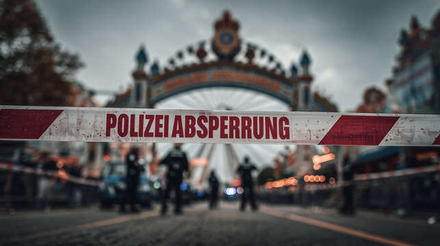 Polizeiabsperrung vor dem Eingang des Oktoberfests.