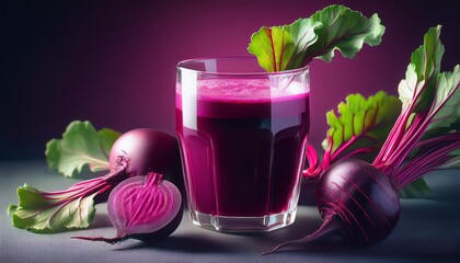 a glass of vibrant purple beet juice an earthy health drink