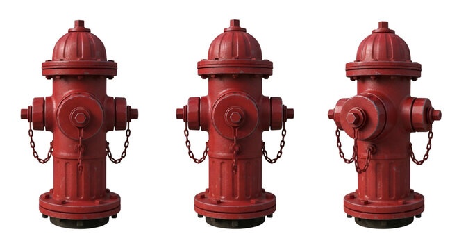 Three Red Fire Hydrants Isolated on Black graphic