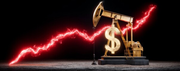 Symbolic Oil Pump with Dollar Sign and Dynamic Energy Lines Representing Economic Growth