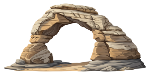 Natural Sandstone Arch Illustration on Transparent Background
Digital Rock Formation Arch with Weathered Desert Sandstone Layers