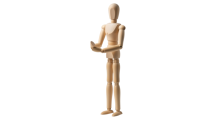 Isolated anatomical dummy figure for artists, human wood model, drawing figurine art doll