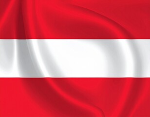 Waving Flag of Austria with Red and White Stripes on Shiny Silk Texture

