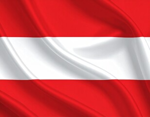 Waving Flag of Austria with Red and White Stripes on Shiny Silk Texture

