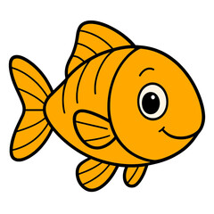 Fish yellow cartoon vector