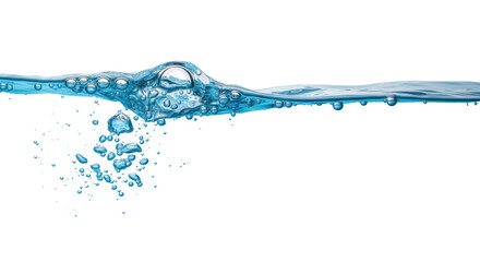 Isolated close up of water surface with bubbles rising, concept of purity and freshness