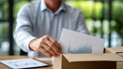 A Businessman Submitting a Detailed Report in a Modern Workplace