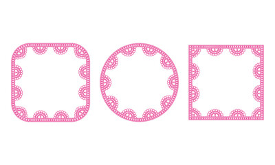 Breast Cancer Ribbon Pattern Pink lace Square and Circle Frame Box Border background.