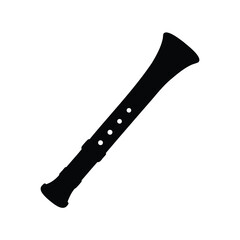 Silhouette of a Baroque recorder, a simple wooden musical instrument with holes
