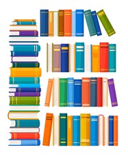 Fototapeta premium Colorful stacks of books on a white background