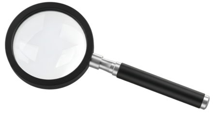 Magnifying Glass with Black Handle and Silver Rim lens