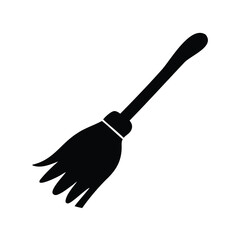 Black Witch Broom Silhouette for Halloween Decoration and Magical Atmosphere