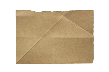 Ripped brown craft paper torn piece on transparent background