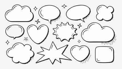 Trendy doodle speech bubbles for expressing ideas and thoughts, perfect for social media, graphic design and creative projects, scalable vector graphic