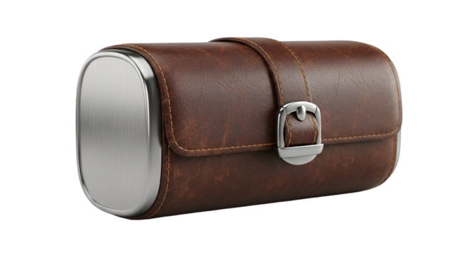 Brown Leather Watch Roll Case Keywords: watch roll, watch case, travel case, leather, brown