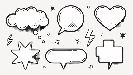 Retro comic bubbles and bursts pack punch for creative projects! Perfect for adding vintage flair and expressive designs to your work, scalable vector graphic