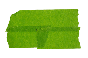 Green adhesive torn paper tape isolated on transparent background