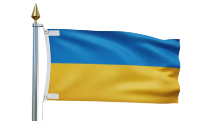 Isolated Ukrainian flag waving in wind, national patriotic symbol of Ukraine, official state sign