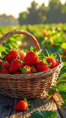 Fresh strawberries in a basket