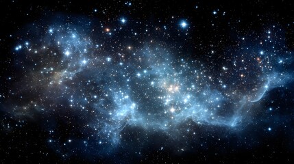 Obraz premium This striking image portrays a celestial nebula, showcasing a luminous cloud of gas and dust illuminated by countless stars.