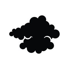 Stylized black cloud illustration, simple vector graphic with minimalist design elements