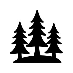 Three evergreen trees in a forest silhouette standing tall proudly together