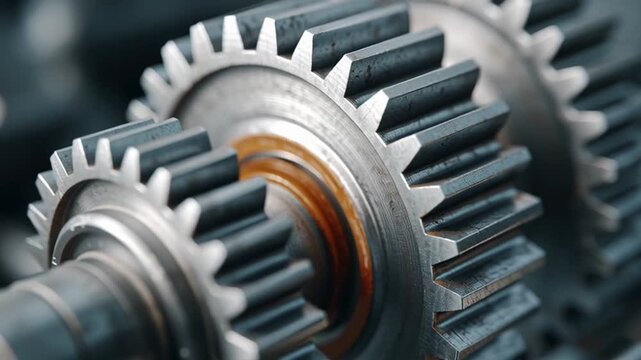 Industrial Gears: An intricate close-up showcases a meticulously crafted metal gear system. The details of the cogs and metallic sheen create a powerful image of industry. 