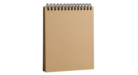 Isolated spiral bound notebook in brown ready for writing or drawing notes or sketches