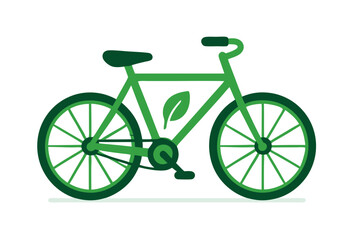 EcoFriendly Green Bicycle with Leaf Symbolizing Sustainable Transportation and Nature