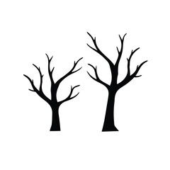 Fototapeta premium Silhouette of Two Bare Trees Against a White Background in Vector Format