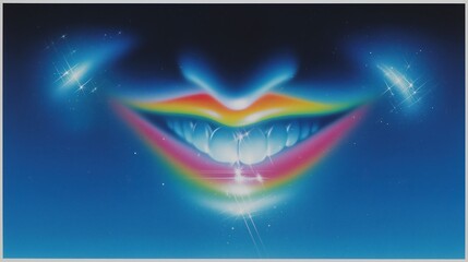 Radiant Smile: A luminous smile with glowing rainbow gradients radiates positivity and happiness, representing joy and a cheerful disposition.
