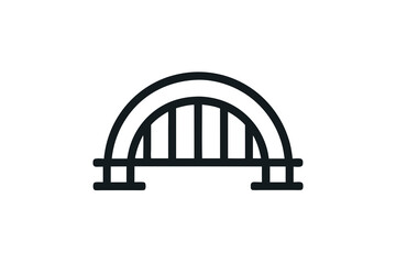 Simple Black Arch Bridge Icon Representing Structure and Connection