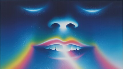 Abstract Dreamscape: A luminous portrait of a person, awash in ethereal blue hues, with soft, closed eyes and a radiant aura, capturing the essence of inner peace and tranquility.