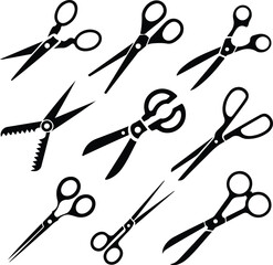 Scissors Tool Icon Silhouette Collection Cutting Scissors Silhouette Symbol Set