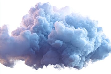Abstract bright blue smoke cloud on white background