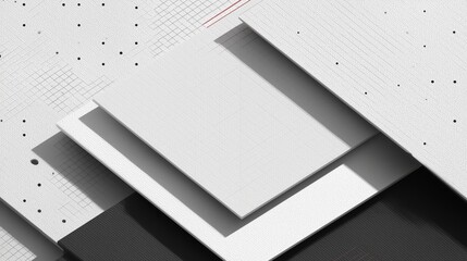Abstract Geometric Layers with Grid and Dot Patterns