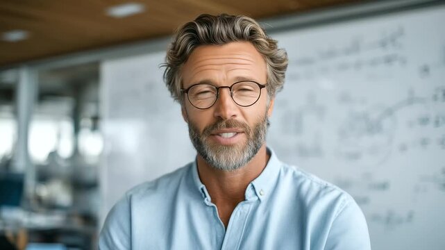 modern corporate employee engaged in virtual meeting via laptop, discussing with colleagues on screen, stylish contemporary office background virtual business 