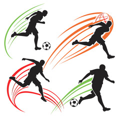 Action Football Vector Set &ndash; Silhouettes, Motion Effects, and Impact Bursts