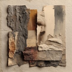 Abstract Collage with Torn Paper Layers