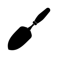 Black Silhouette of Gardening Trowel Tool Used for Planting and Cultivating