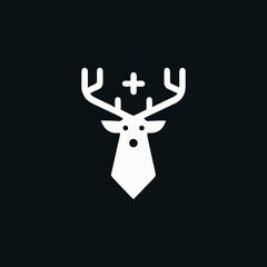 Minimalist Deer Head Emblem with Christian Cross