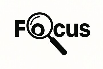 Magnifying glass is used to focus on the word "focus" in the center of the image