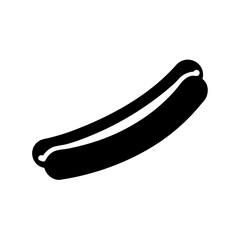 Minimalist black and white drawing of a hot dog on a white background
