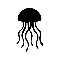 Silhouette of a majestic jellyfish floating in the vast ocean waters