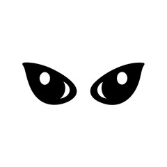 Stylized black vector illustration of two eyes looking menacing and scary