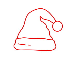 Vector Santa Claus Red Hat outline icon sketch 