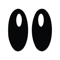 Two cartoon eyes with glossy reflections, black on a white background