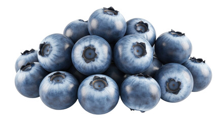 Isolated pile of ripe blueberries. Healthy sweet fruits for dessert. Berry ingredient.
